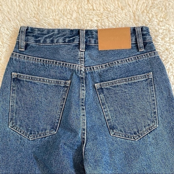 Shein High Rise Mom Jeans Women's Size 26 Medium Wash Blue Tapered Leg - Picture 10 of 11